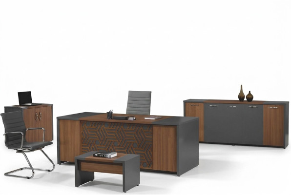 Ufficio completo Scrivania mobile per ufficio Scrivania Set 4 pezzi Legno Marrone Ufficio