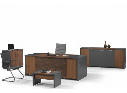 Ufficio completo Scrivania mobile per ufficio Scrivania Set 4 pezzi Legno Marrone Ufficio