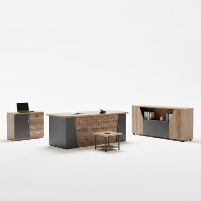 Ufficio completo Mobili per ufficio Scrivania Ufficio Tavolo da scrivania Set 4 pezzi Legno Marrone