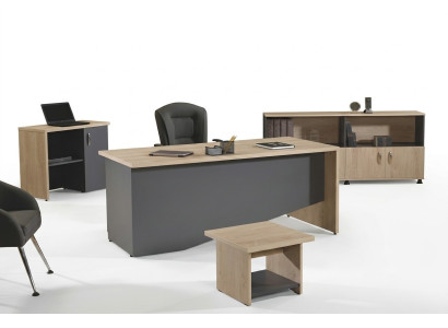 Garnitura mobili per ufficio ufficio completo Scrivania Set 4 pezzi Legno Grigio Ufficio