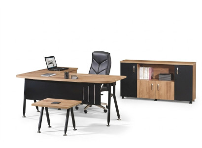 Gruppo scrivania angolare ufficio mobile da ufficio armadio 3 pz legno nero