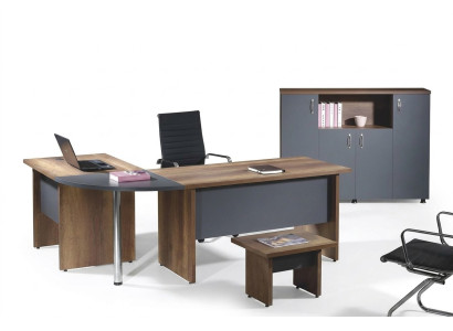 Ufficio completo Scrivania ad angolo Mobili per ufficio 3 pezzi Set in legno Grigio Arredamento per computer