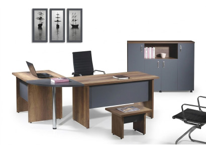 Mobili per ufficio, mobili per computer, mobili da ufficio, scrivania d'angolo 3 pezzi in legno grigio.