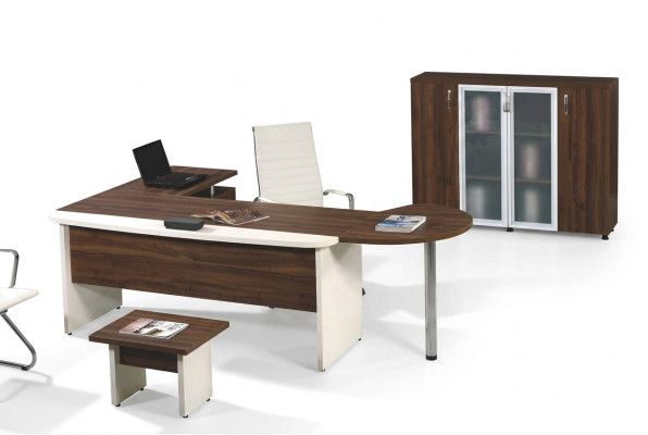Set di mobili da ufficio classici 3 pezzi Tavolo da angolo per ufficio completo in legno marrone