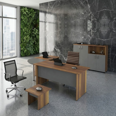 Mobili per computer Tavolo da lavoro Mobili da ufficio Scrivania d'angolo 3 pezzi Set in legno Grigio