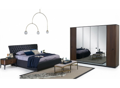 Letto matrimoniale completo di struttura letto Set 4 pezzi Camera da letto Nero