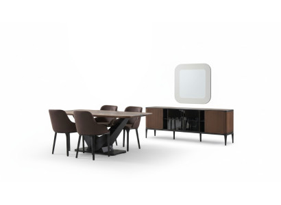 Angolo pranzo gruppo di sedie mobili da sala da pranzo set da pranzo 9 pezzi in legno marrone tavolo