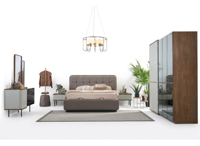 Camera da letto set completo 5 pezzi letto matrimoniale marrone legno telaio letto
