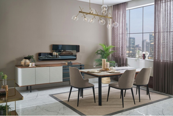 Sala da pranzo Set tavolo e sedie Mobili da sala da pranzo Angolo pranzo 7 pezzi Legno Bianco