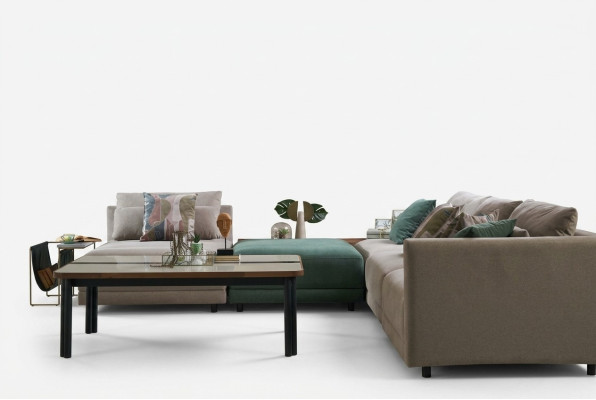 Divano ad angolo forma L Divano Salotto Componibile Divano in stoffa Divani imbottiti Beige Design