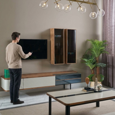 Mobile porta TV stand RTV Lowboard credenza in legno marrone mobile TV moderno