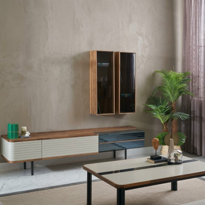 Mobile porta TV stand RTV Lowboard credenza in legno marrone mobile TV moderno