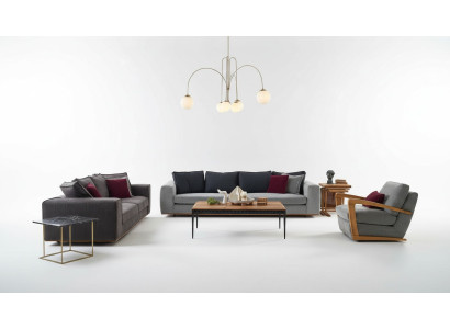 Set di divani in tessuto grigio completo 3 pezzi, nuovi.