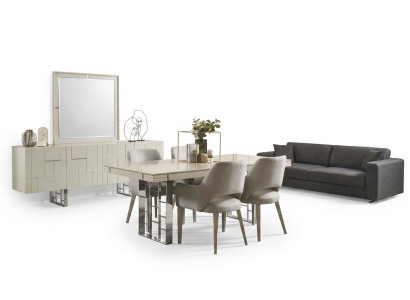 Gruppo Tavolo da pranzo Soggiorno Set da pranzo Mobili da sala da pranzo Set 9 pezzi Legno Beige