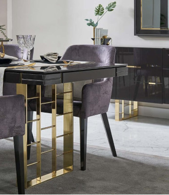 Lussuoso angolo pranzo sala da pranzo gruppo di sedie mobili sala da pranzo Set 9 pezzi legno nero
