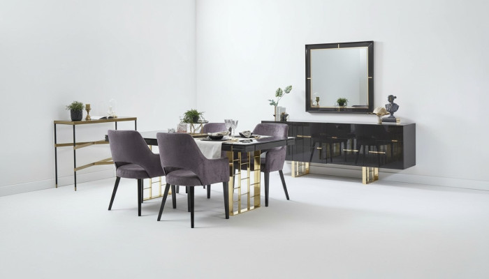Lussuoso angolo pranzo sala da pranzo gruppo di sedie mobili sala da pranzo Set 9 pezzi legno nero