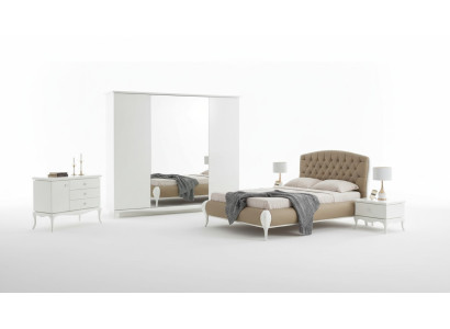 Set di lenzuola matrimoniali con cornice letto completo Camera da letto matrimoniale 6 pezzi Bianco