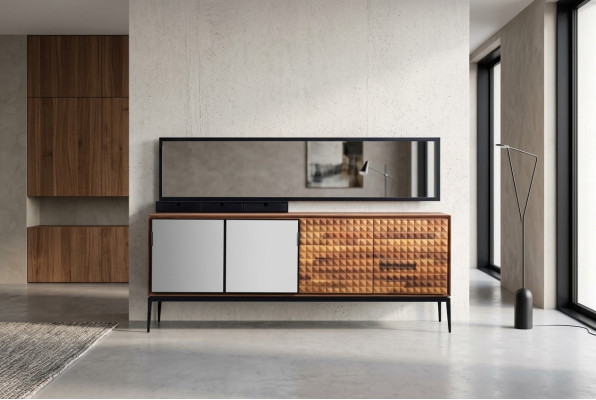 Mobile d'appoggio con specchio credenza armadio in legno marrone sala da pranzo