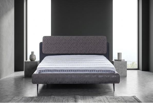 Letto matrimoniale 160 cm telaio letto grigio tessuto moderno posto letto.