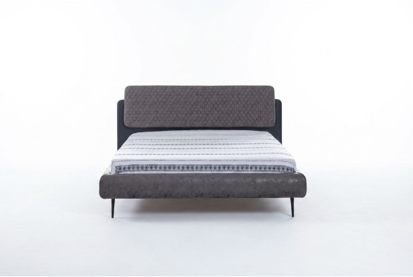 Letto matrimoniale 160 cm telaio letto grigio tessuto moderno posto letto.