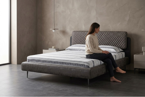 Telaio letto matrimoniale Letto Letti Letto 180 cm Grigio Tessuto Moderno Luogo di riposo