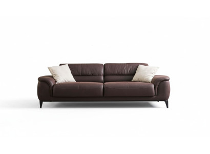 Divano imbottito tre posti Divano Sofa a 3 posti in tessuto marrone.