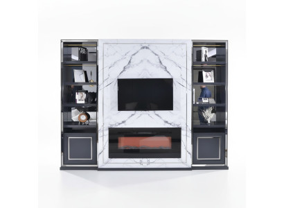 Mobile porta TV di lusso RTV in legno grigio argento Vittine moderno