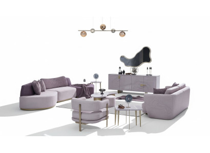 Divano Grande paesaggio abitativo Rosa divani tessuto moderno Set 7 pezzi