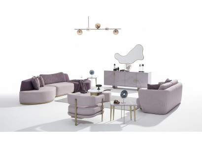 Divani in tessuto Set di divani Grandi paesaggi abitativi Rosa 3 pezzi Divano moderno