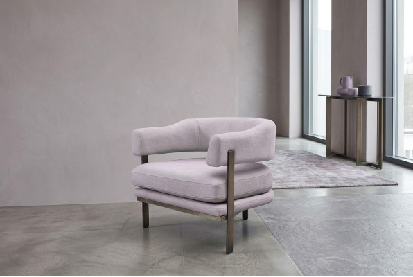 Poltrona monoposto in stoffa moderna grigia per il salotto.