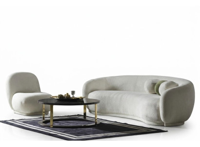 Divano componibile Divano divano in tessuto Bianco Divano imbottito moderno Set 2 pezzi Divano