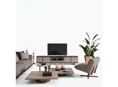 Soggiorno Set poltrona RTV mobiletto TV Tavolini da caffè Legno Beige 6 pezzi