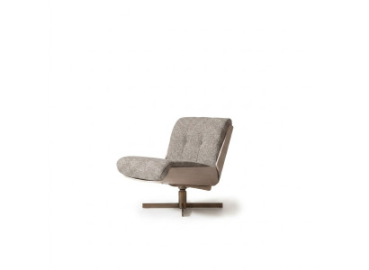 Sedia girevole in tessuto grigio da salotto.