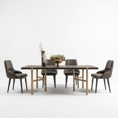 Gruppo da pranzo angolo pranzo sala da pranzo 7 pezzi tavolo sedie marrone mobili da sala da pranzo