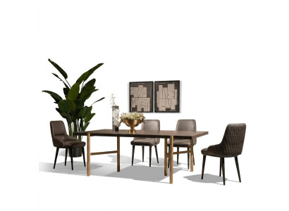 Tavolo da pranzo Tavolo da pranzo Tavolo Sala da pranzo Legno Marrone Moderno Oro Design