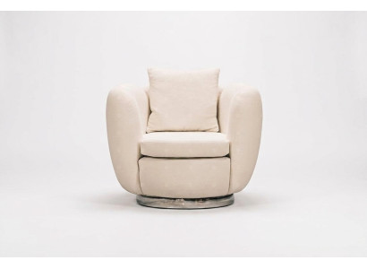 Poltrona moderna monoposto in tessuto bianco per il relax del soggiorno.