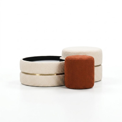 Gruppo poggiapiedi Pouf Sedile 3 pezzi Set Pouf Tavolino Pouf Moderno Tavolo