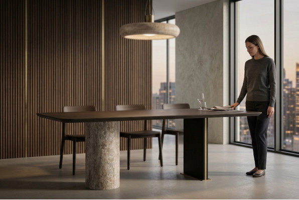 Tavolo da pranzo tavolo da pranzo tavolo sala da pranzo legno marrone 220 cm moderno