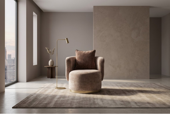 Poltrona Poltrona relax moderna in tessuto beige con imbottitura design monoposto.