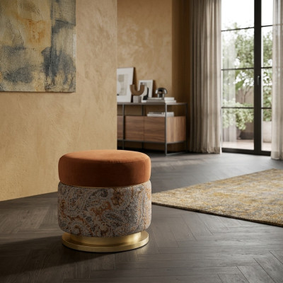Seduta pouf Sgabello Puff Poggiapiedi Pouf in stoffa Arancione Sgabello rotondo