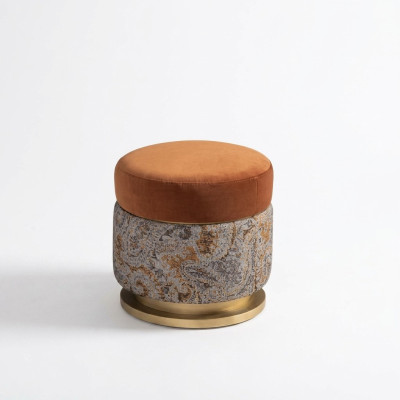 Seduta pouf Sgabello Puff Poggiapiedi Pouf in stoffa Arancione Sgabello rotondo