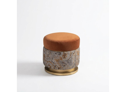 Seduta pouf Sgabello Puff Poggiapiedi Pouf in stoffa Arancione Sgabello rotondo