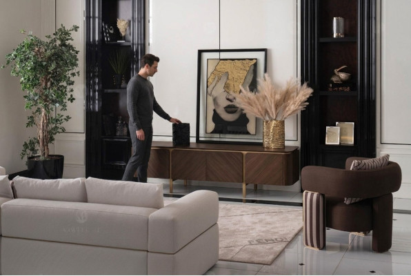 Set di 3 pezzi moderno in beige per divano angolare, poltrona, divano in tessuto, TV e mobile basso.   Set di 3 pezzi moderno in beige per divano ad angolo, poltrona, divano in tessuto, TV e mobile basso.