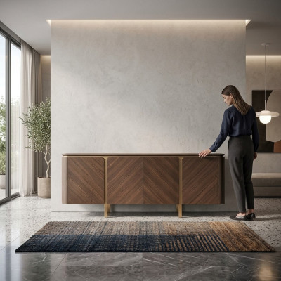 Mobile credenza comò armadio in legno marrone.