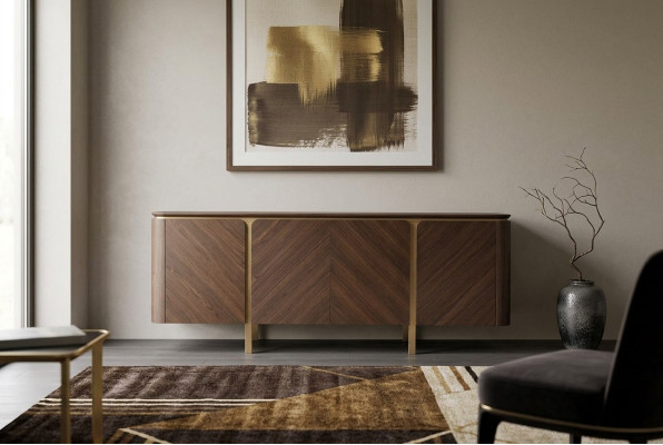 Mobile credenza comò armadio in legno marrone.