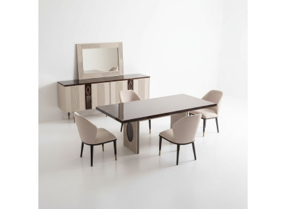 Lussuoso sala da pranzo gruppo tavolo angolo pranzo tavolo sedie beige set 9 pezzi legno