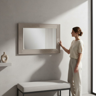 Specchio Specchio da parete Specchio decorativo Specchio d'ingresso Lusso Moderno Grigio