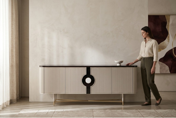 Mobile buffet credenza armadio cassettiera in legno armadio in legno beige design di lusso