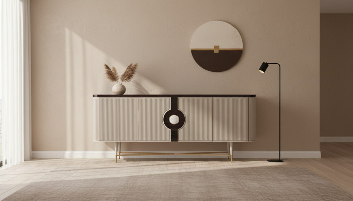 Mobile buffet credenza armadio cassettiera in legno armadio in legno beige design di lusso