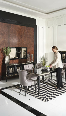 Grande tavolo da pranzo, set da pranzo, sala da pranzo, tavolo da pranzo, sedie 10 pezzi nero legno